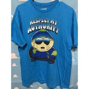 South Park Cartman Respect My Authority Blue T-Shirt 2011 Size Large Men New